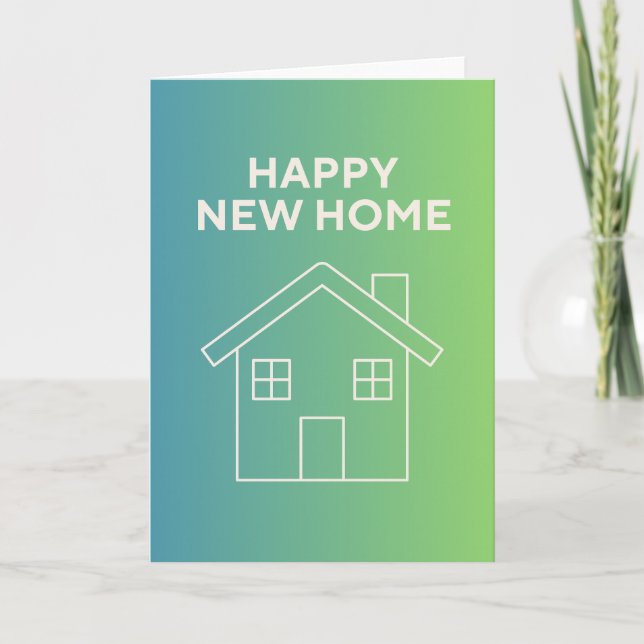 Tarjeta Happy New Home with Green Gradient Background (Anverso)