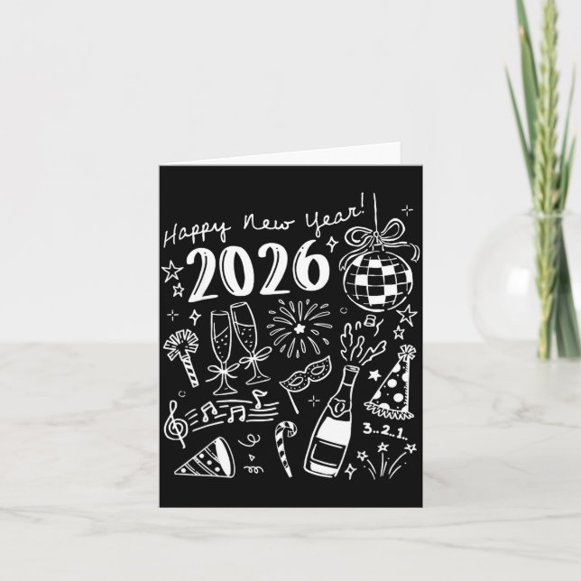 Tarjeta Happy New Year 2026 Bow Funny  (Anverso)