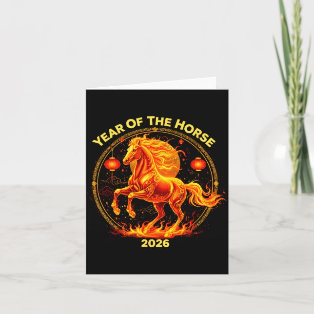Tarjeta Happy New Year 2026 Chinese New Year Horse Zodiac  (Anverso)