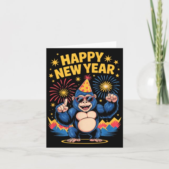 Tarjeta Happy New Year 2026 Funny Kids Bigfoot Lovers Part (Anverso)