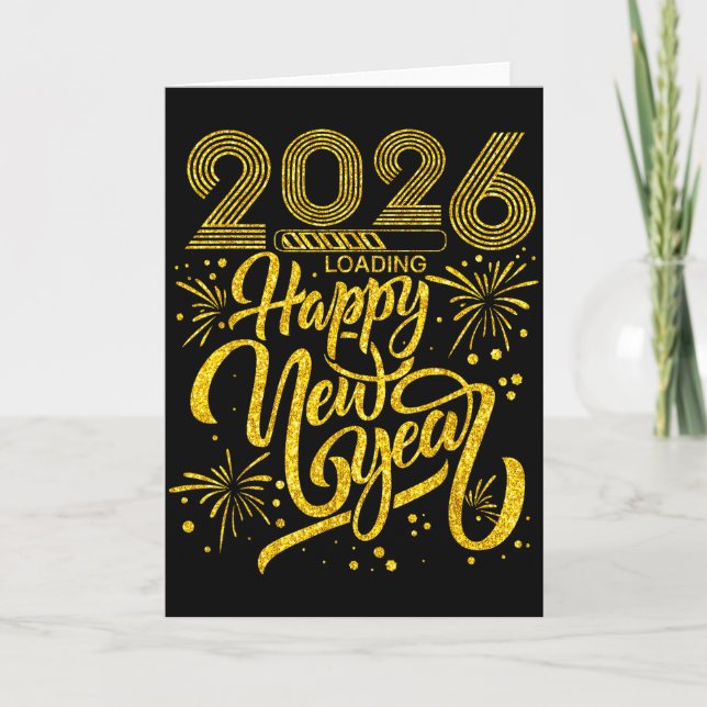 Tarjeta Happy New Year 2026 Funny New Years Eve Party Men  (Anverso)