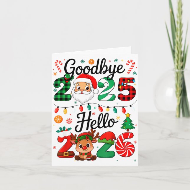 Tarjeta Happy New Year 2026 Goodbye 2025 Hello 2026  (Anverso)