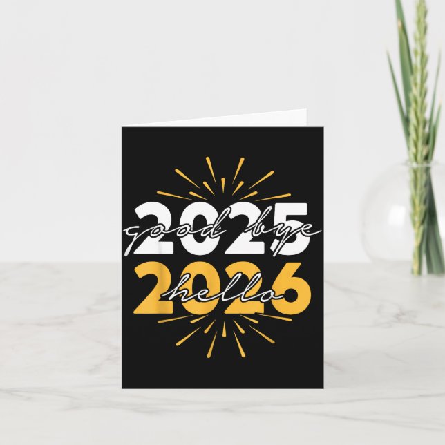 Tarjeta Happy New Year 2026 Goodbye 2025 Hello 2026  (Anverso)