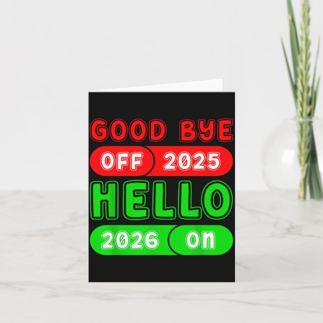 Tarjeta Happy New Year 2026 Goodbye 2025 Hello 2026 Matchi (Anverso)