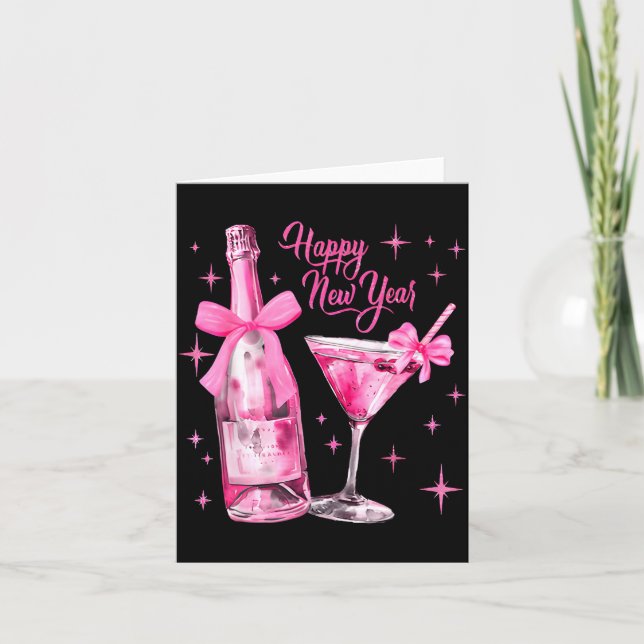 Tarjeta Happy New Year 2026 Retro Nk Bow Whisky New Year's (Anverso)