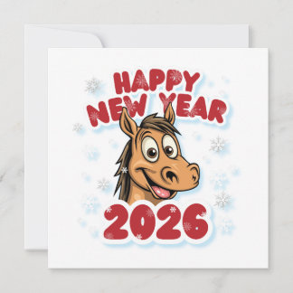 Tarjeta Happy New Year 2026: Year of the Horse Mascot