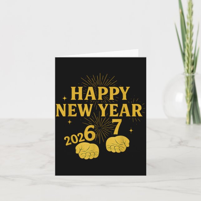 Tarjeta Happy New Year 67 Meme – Funny 2026 Celebration Pa (Anverso)