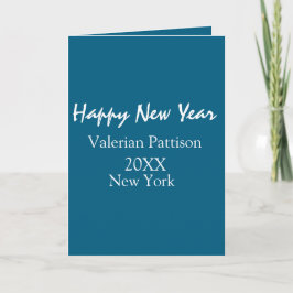 Tarjeta Happy new year blue name place year boho simple 