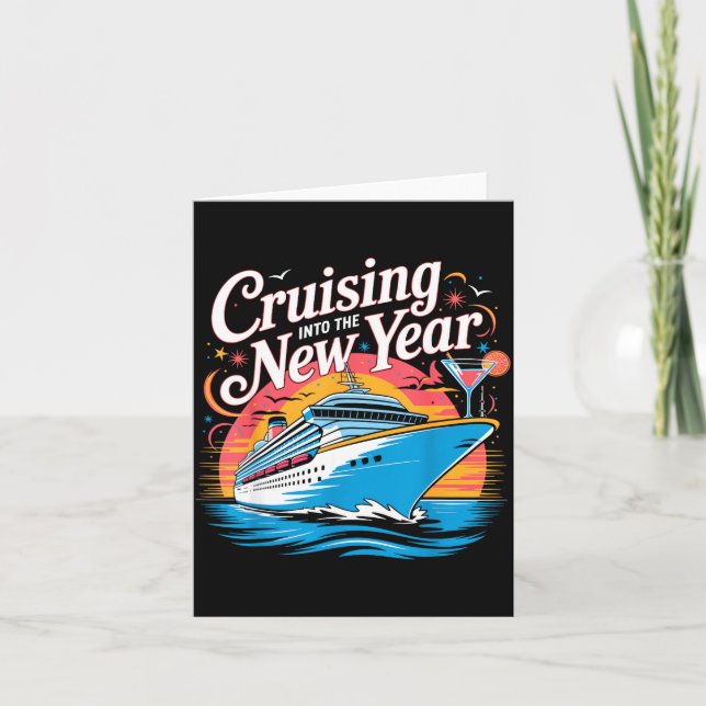 Tarjeta Happy New Year Family Cruise Matching Celebration  (Anverso)