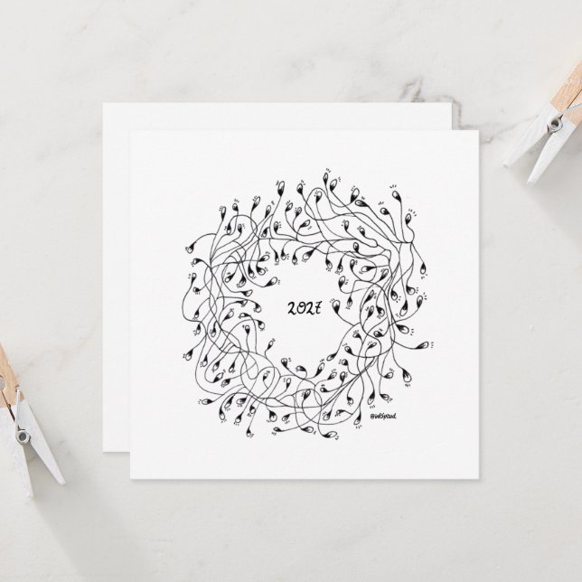 Tarjeta Happy New Year, New Year Greeting (Anverso/Reverso In Situ)