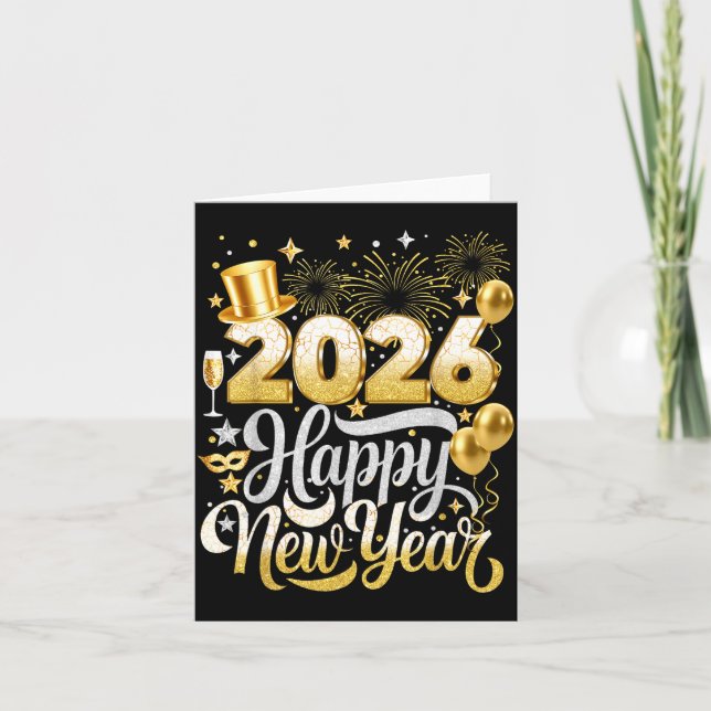 Tarjeta Happy New Year Party 2026 Nye Funny Family Matchin (Anverso)