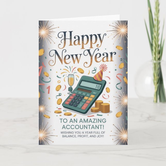 Tarjeta Happy New Year to an Amazing Accountant (Anverso)