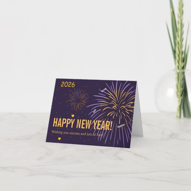 Tarjeta Happy New Year– Wishing You Success and Love (Anverso)
