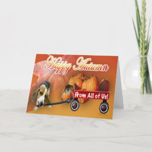 Tarjeta Happy Otumt calabaza parche de perro y vagón de ga