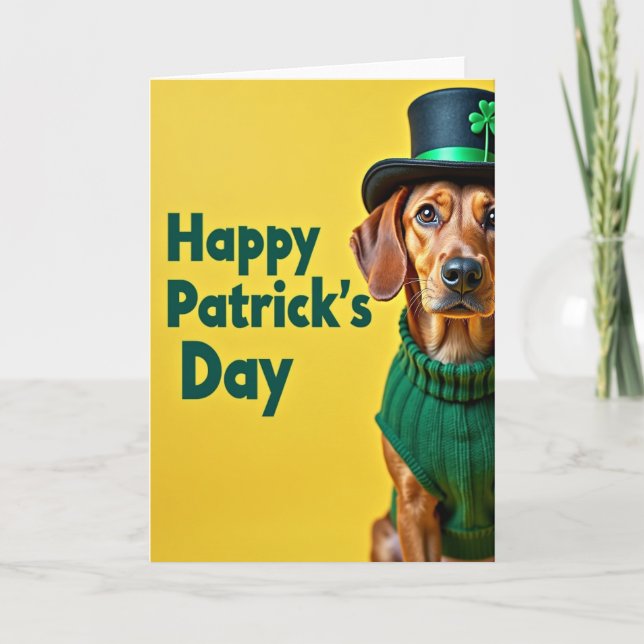Tarjeta Happy Patricks Day Dog Card (Anverso)