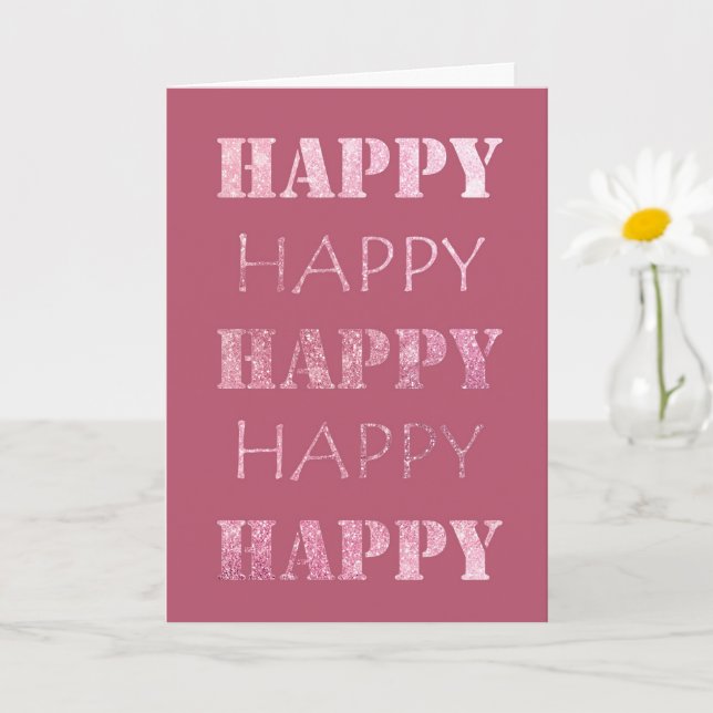Tarjeta Happy Pink Glitzy Sparkle (Planta pequeña)