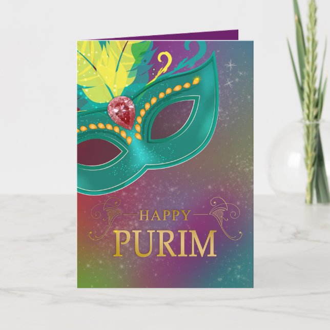 Tarjeta Happy Purim - Chag Purim Jewish Holiday Card (Anverso)
