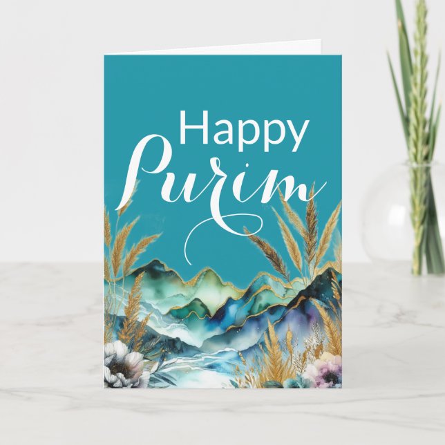 Tarjeta Happy Purim Greeting Card - Blue Mountain (Anverso)