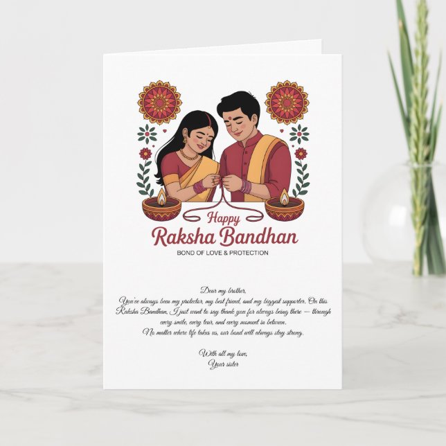 Tarjeta Happy Raksha Bandhan Folded Greeting Card (Anverso)