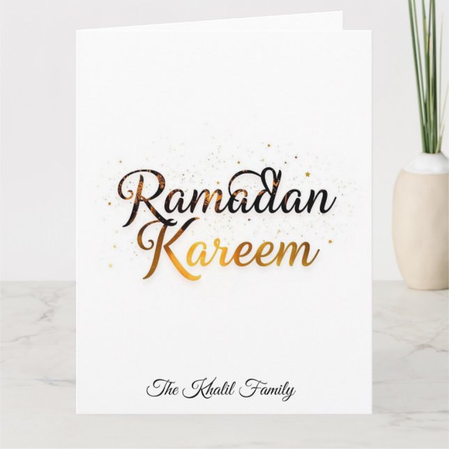 Tarjeta Happy Ramadan Mubarak Ramadan Kareem Gold Muslim (Anverso)