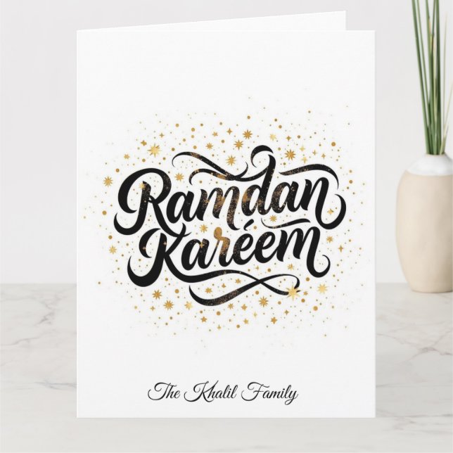 Tarjeta Happy Ramadan Mubarak Ramadan Kareem Gold Muslim (Anverso)