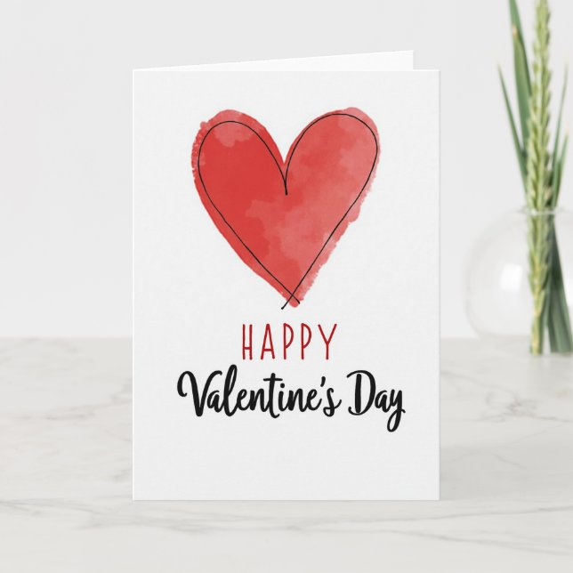 Tarjeta Happy Red Heart Valentines Day Card (Anverso)