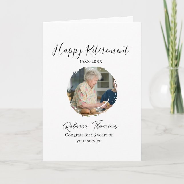 Tarjeta Happy retirement year name circle photo retired (Anverso)