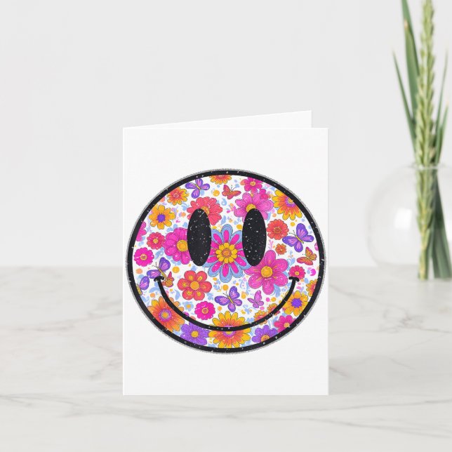 Tarjeta Happy Retro Daisy Smile Face Preppy Aesthetic Men  (Anverso)