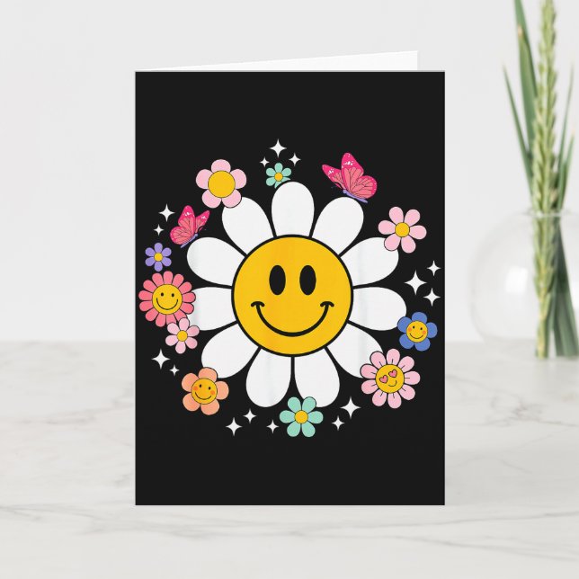 Tarjeta Happy Retro Daisy Smile Face Preppy Aesthetic Men  (Anverso)
