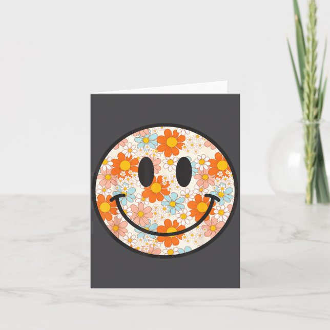 Tarjeta Happy Retro Daisy Smile Face Preppy Aesthetic Men  (Anverso)