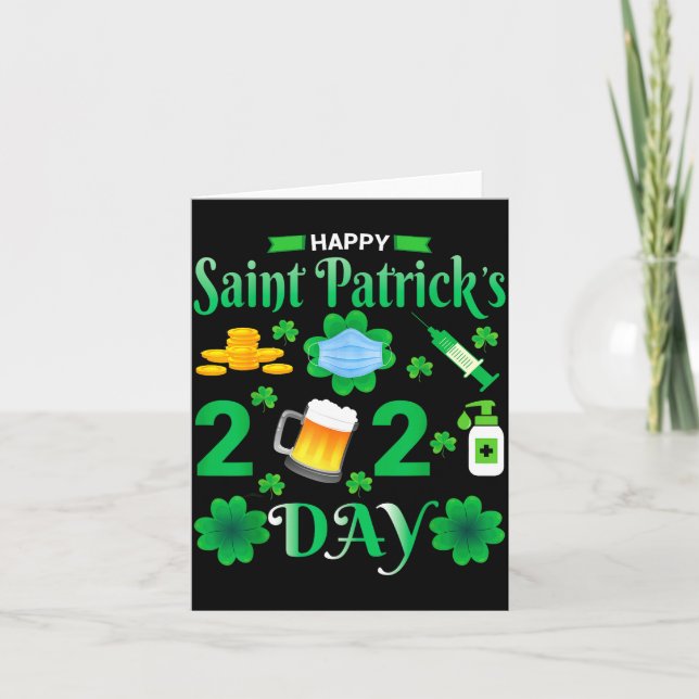 Tarjeta Happy Saint Patrick's Day 2024 Irish Shamrock Face (Anverso)