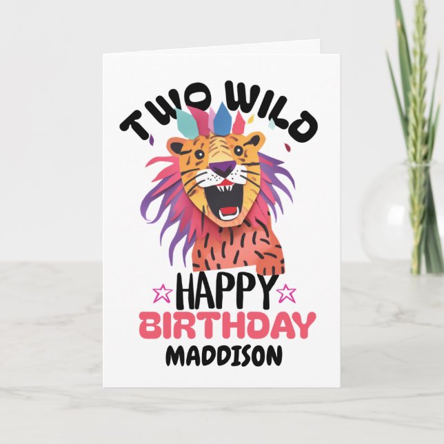 Tarjeta Happy Second Two Wild Safari Themed 2nd Birthday  (Anverso)