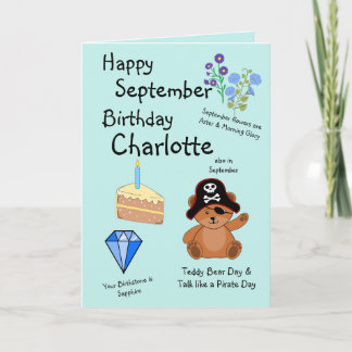 Tarjeta Happy September Birthday Folded Greeting Card