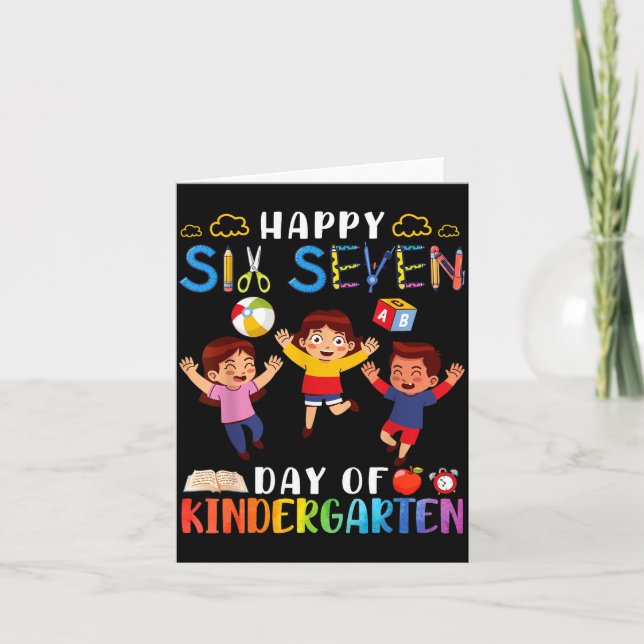 Tarjeta Happy Six Seven Day Of Kindergarten Student Back T (Anverso)