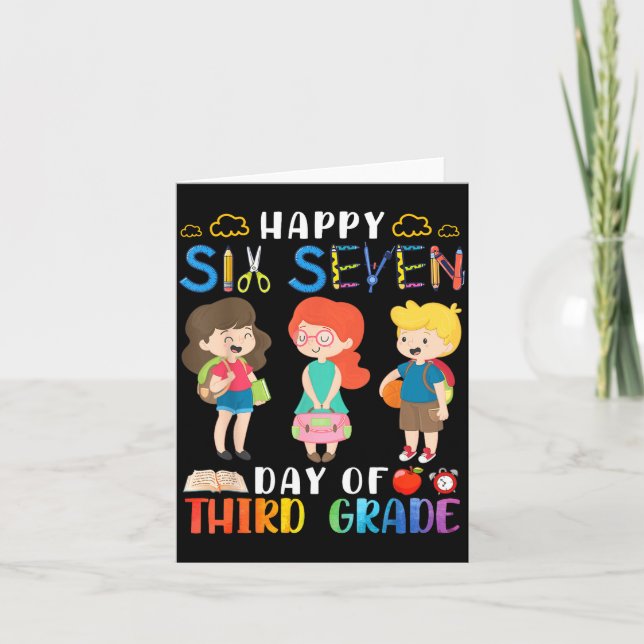 Tarjeta Happy Six Seven Day Of Third Grade Student Back To (Anverso)