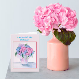 Tarjeta Happy Sobriety Birday Watercolor Hydrangea Card