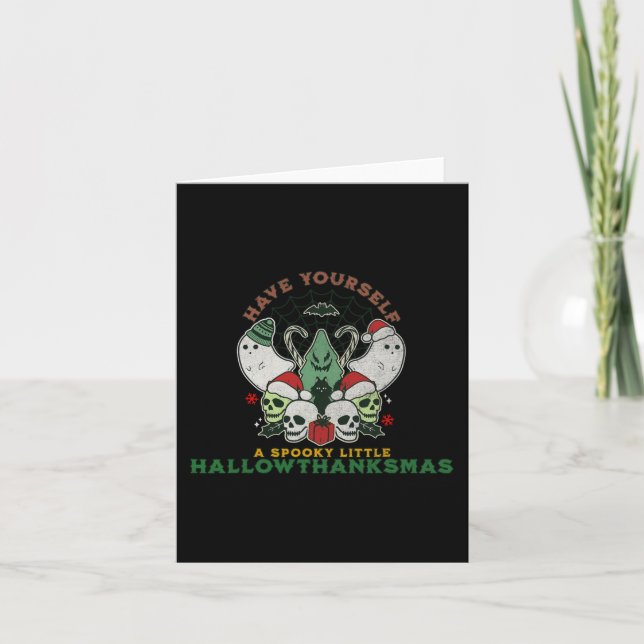 Tarjeta Happy Spooky HallowGraciasMas Navidades de Hallowe (Anverso)