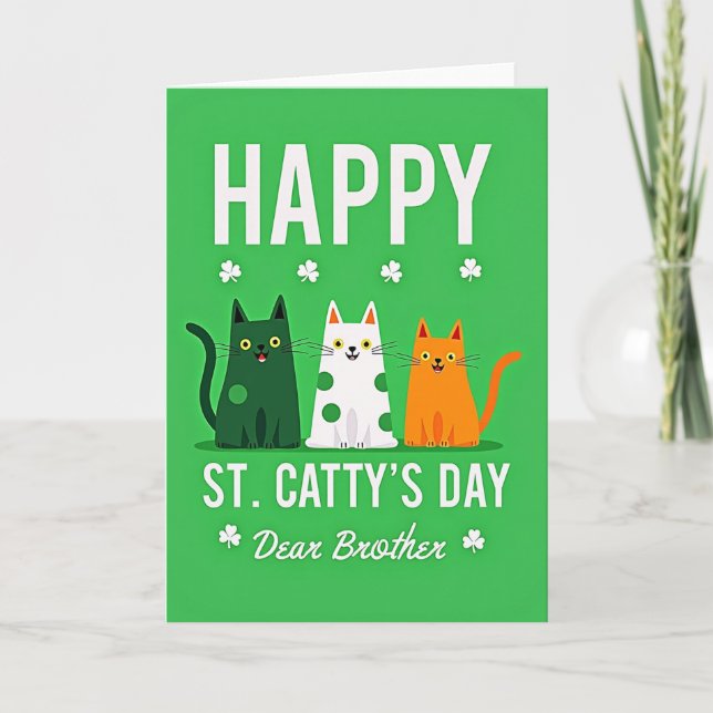 Tarjeta Happy St Cattys Day Brother Card (Anverso)