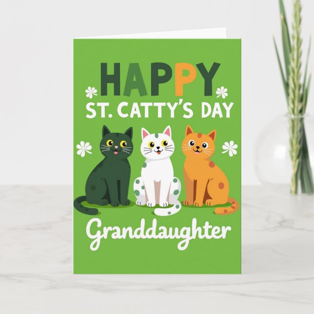 Tarjeta Happy St Cattys Day Granddaughter Card (Anverso)