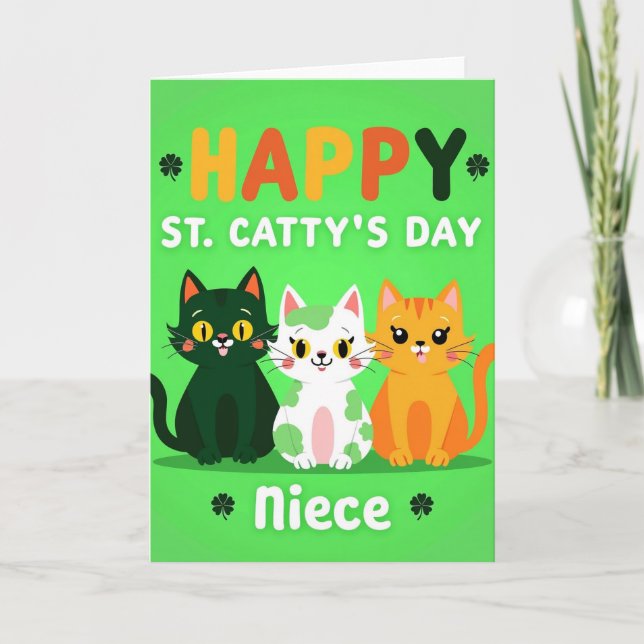 Tarjeta Happy St Cattys Day Niece Card (Anverso)