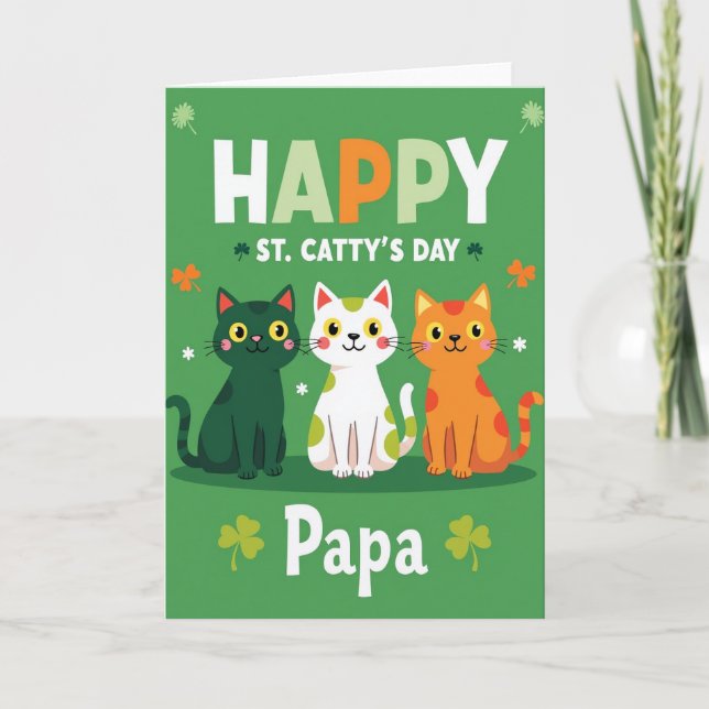 Tarjeta Happy St Cattys Day Papa Card (Anverso)