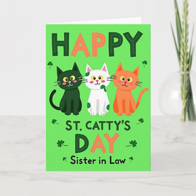 Tarjeta Happy St Cattys Day Sister Card (Anverso)