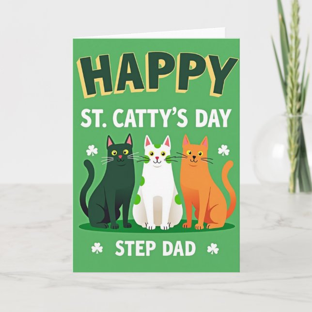 Tarjeta Happy St Cattys Day Step Dad Card (Anverso)
