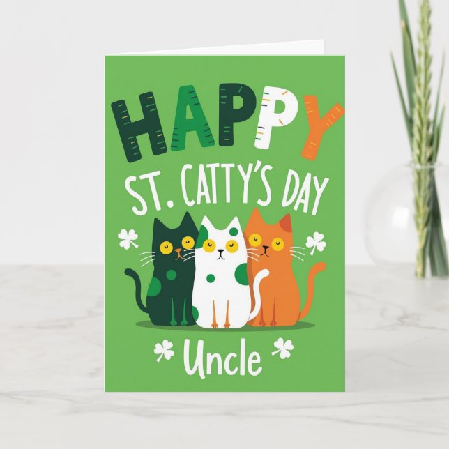 Tarjeta Happy St Cattys Day Uncle Card (Anverso)