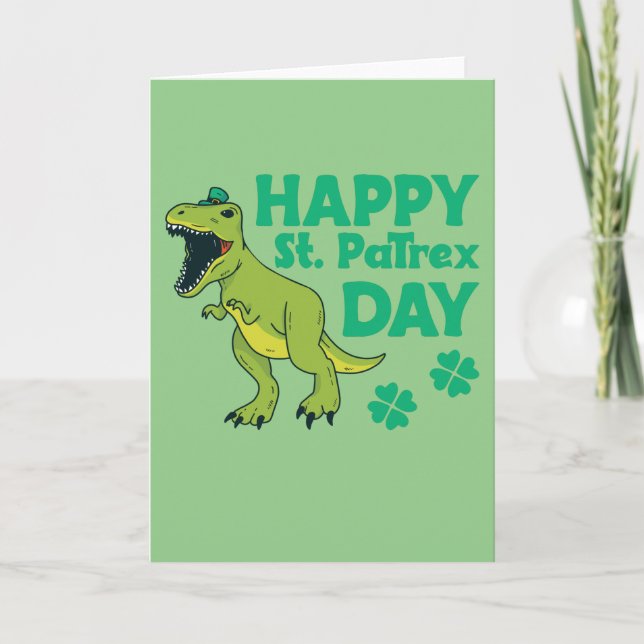 Tarjeta Happy St. Patrex Day Trex St. Patricks Pun Card (Anverso)