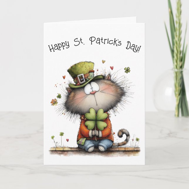 Tarjeta Happy St. Patrick’s Day Cat - Kitty Greetings (Anverso)