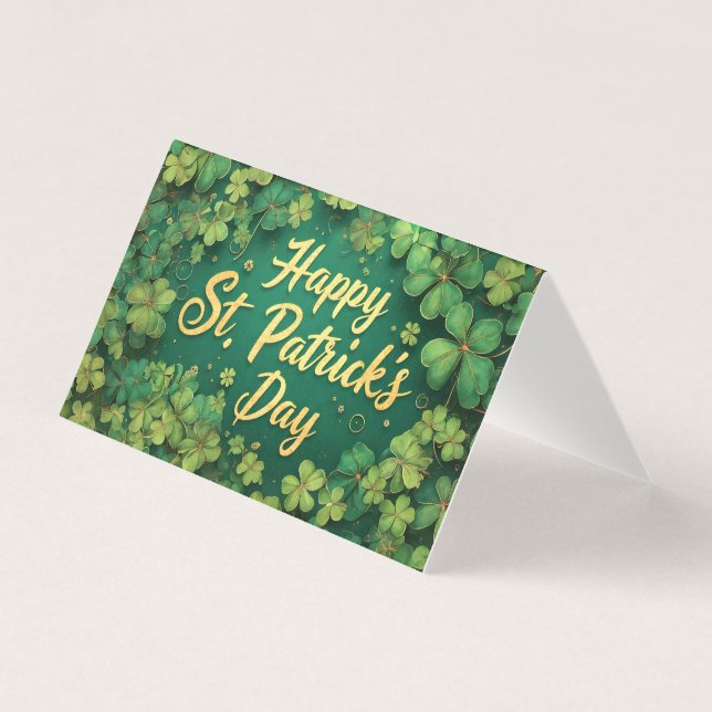 Tarjeta Happy St. Patrick’s Day Clover Design (Anverso)