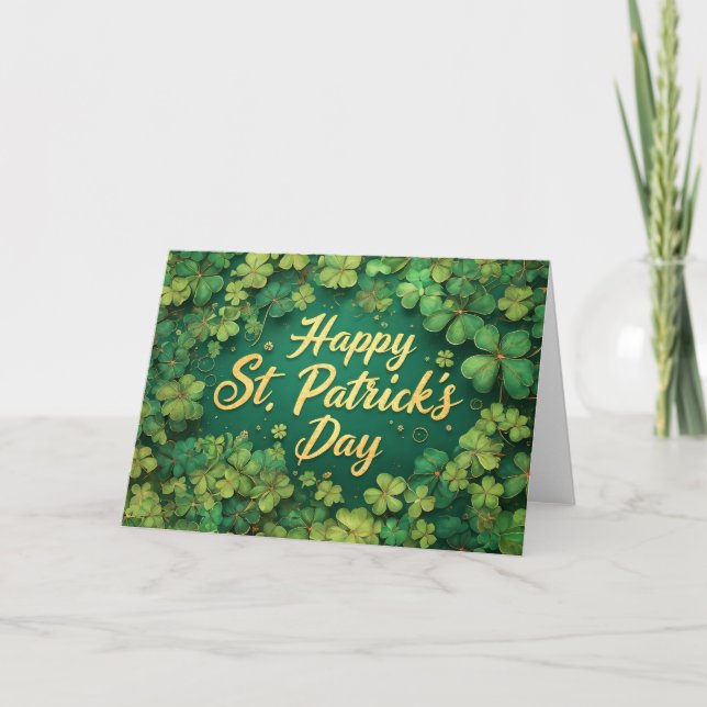 Tarjeta Happy St. Patrick’s Day Clover Design (Anverso)
