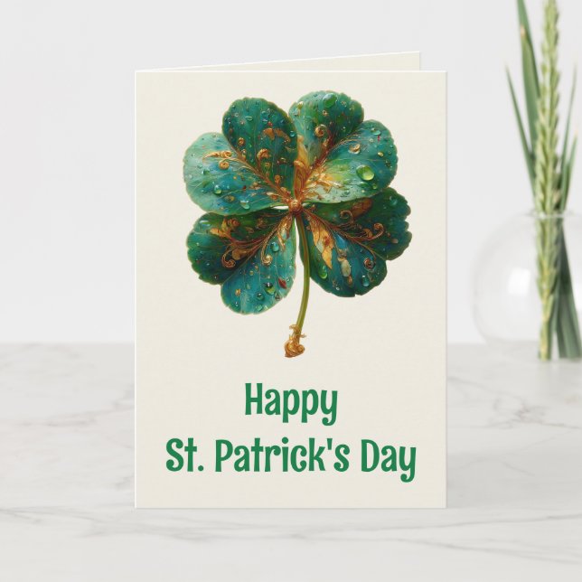 Tarjeta Happy St. Patrick’s Day Elegant Shamrock (Anverso)