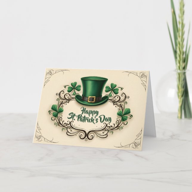 Tarjeta Happy St. Patrick’s Day Shamrock Design (Anverso)